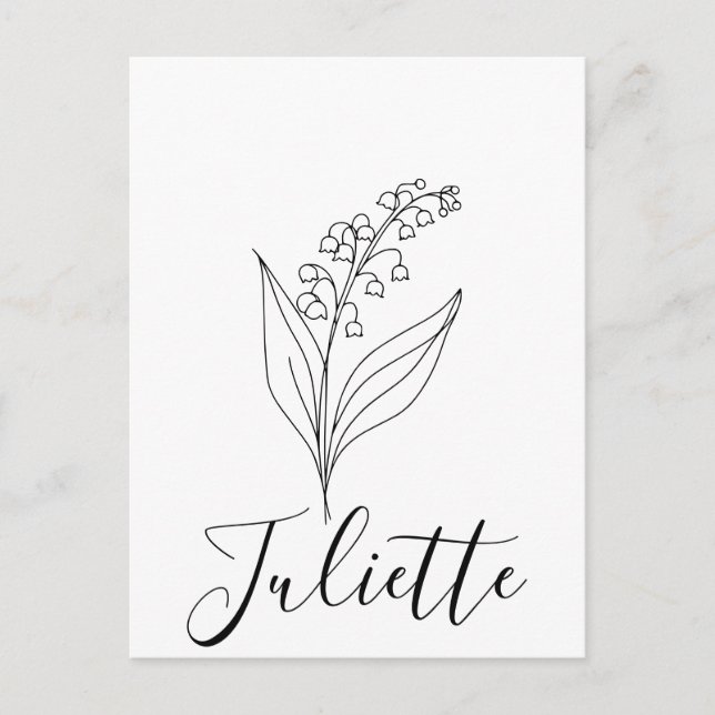 Carte Postale Muguet de mai personnalisé Fleur de naissance (Devant)