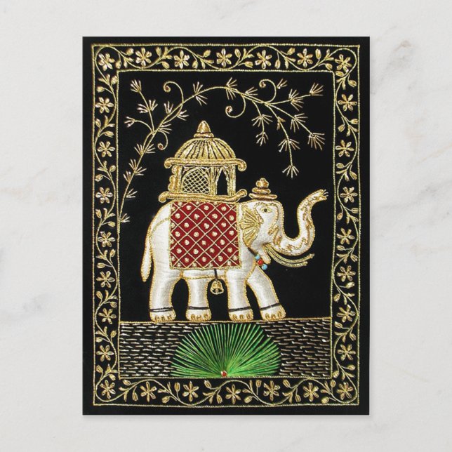 Carte Postale Multicolor Thread et Zari brodé Royal Eleph (Devant)