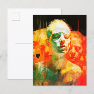 Carte Postale Multiplicité du Portrait Émotionnel Abstrait de l'