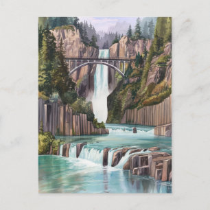 Carte Postale Multnomah Falls Watercolor Peinture