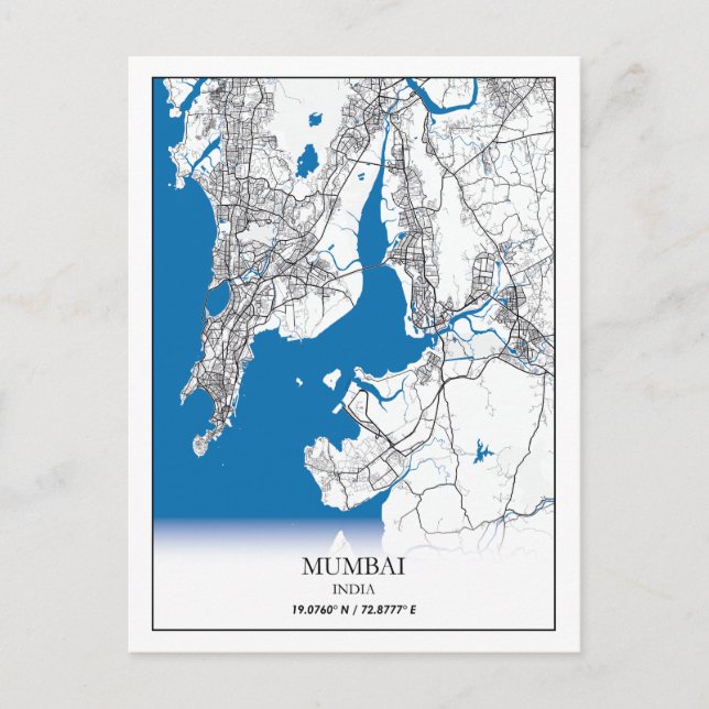 Carte Postale Mumbai India City Map Voyage simple (Devant)