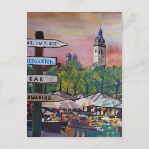 Carte Postale Munich Bavière Viktualienmarkt avec des panneaux