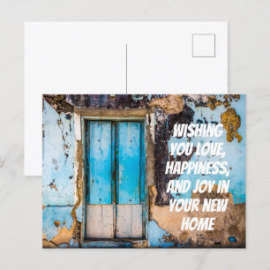Carte Postale Mur bleu et porte nouvelle maison félicitations ca