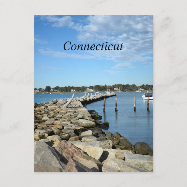Carte Postale mur de roche par un port du Connecticut (Devant)