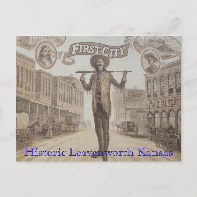 Carte Postale murale, historique Leavenworth Kansas (Devant)