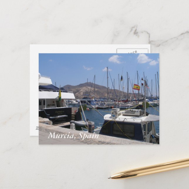 Carte Postale Murcia, Espagne Bateaux dans la marina (Devant/Arrière en situation)