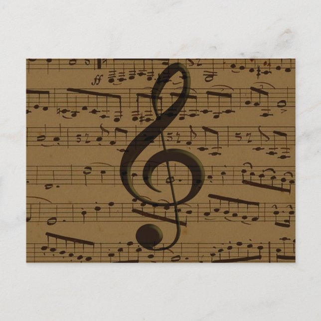 Carte Postale Musical Treble Clef Sheet Musique Classique (Devant)