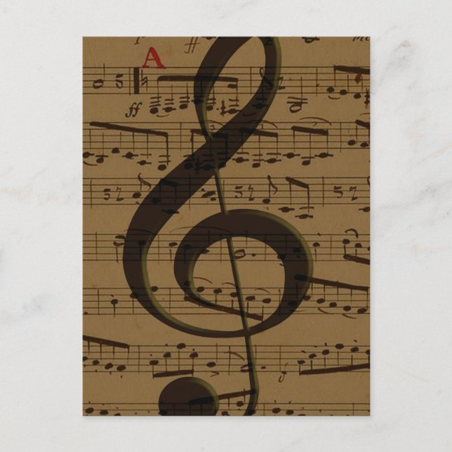 Carte Postale Musical Treble Clef Sheet Musique Classique (Devant)