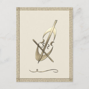 Carte Postale Musicien Gold Cello