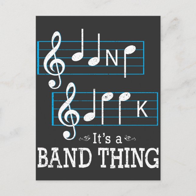 Carte Postale Musiciens de groupe Geek Musique Notes Orthographe (Devant)