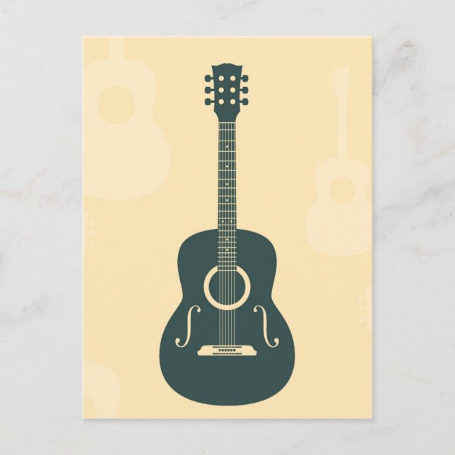 Carte Postale Musique acoustique de guitare rétro (Devant)