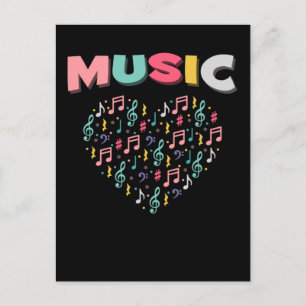 Carte Postale Musique Amour Clé de Sol Colorée Note de Musique C