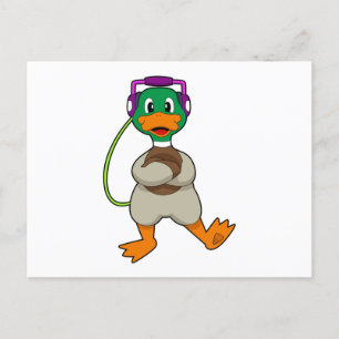 Carte Postale Musique Casque Canard