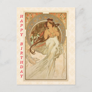 Carte Postale Musique d'Alphonse Mucha, Joyeux anniversaire