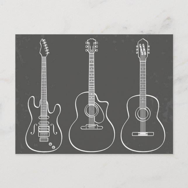 Carte Postale Musique de groupe trio de guitare (Devant)