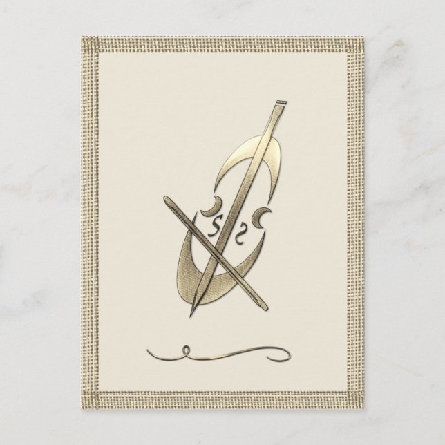 Carte Postale Musique de violoncelle d'or Musicien (Devant)