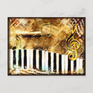 Carte Postale Musique et notes élégantes pour piano