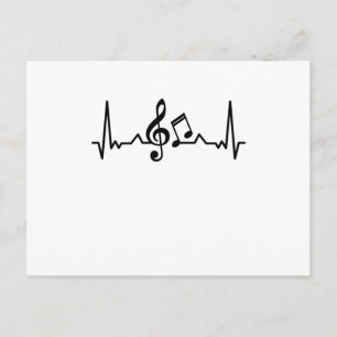 Carte Postale Musique Heartbeat piano et guitare Cadeaux