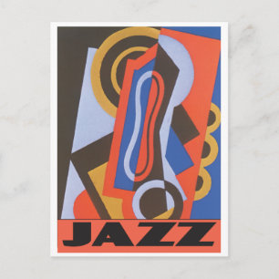 Carte Postale Musique jazz avec motif art déco