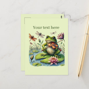 Carte Postale Musique mignonne jouant à la grenouille