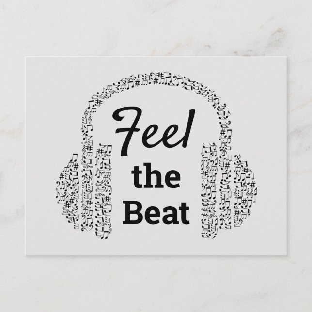 Carte Postale Musique notes casque DJ moderne (Devant)