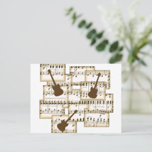 Carte Postale musique papier guitare arrière - plan