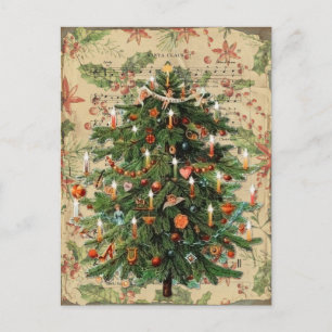 Carte Postale Musique Vintage Christmas Tree