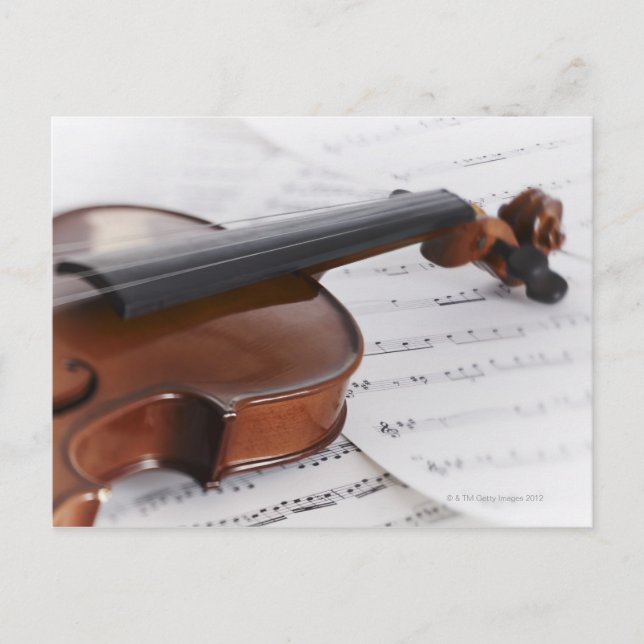 Carte Postale Musique violon et feuille (Devant)