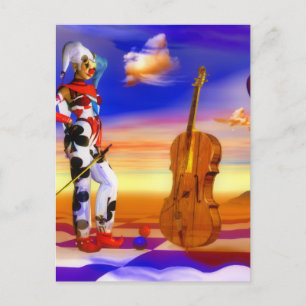 Carte Postale Musiques violons surréaliste note art par Lenny