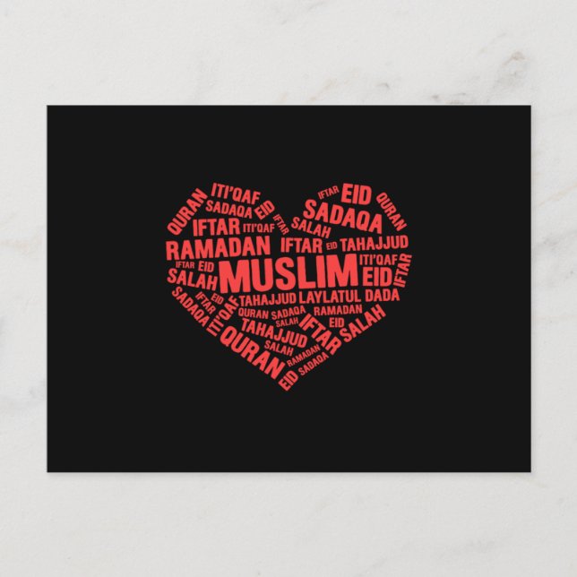 Carte Postale Muslim Heart Islam Sadaqa Iftar Salah Hajj Mecca G (Devant)