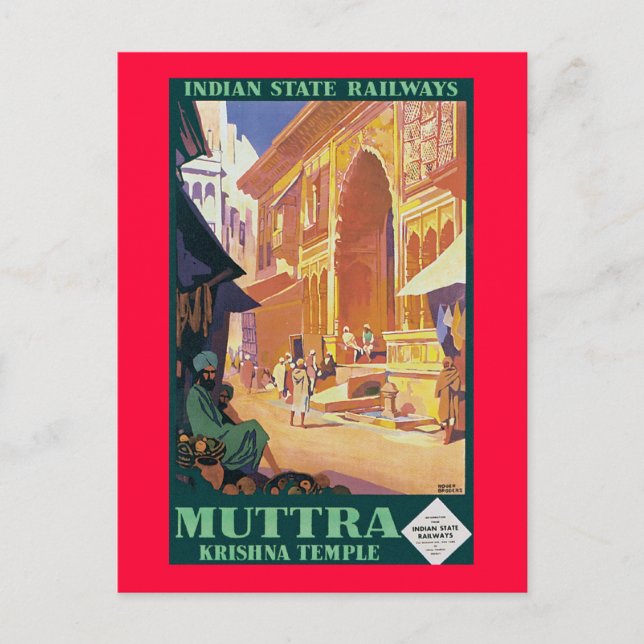 Carte Postale Muttra ~ Temple de Krishna (Devant)