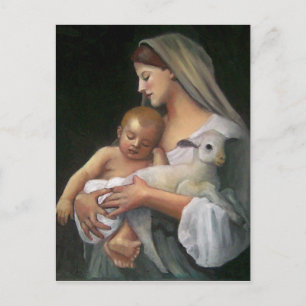 Carte Postale My Copy of Bouguereau's "Innocence" : Bébé, agneau