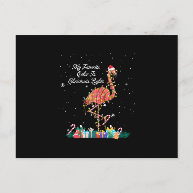 Carte Postale My favorite Is Christmas Lights Costume Flamingo (Devant)