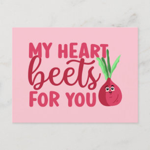 Carte Postale My Heart Beets For You mignonne Funny Valentine's 