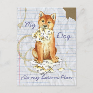 Carte Postale My Shiba Inu Ate Mon plan de leçon