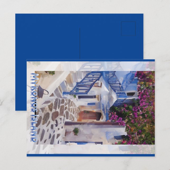 Carte Postale Myconos café tasse (Devant / Derrière)