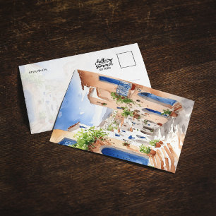 Carte postale Mykonos Grèce Watercolor