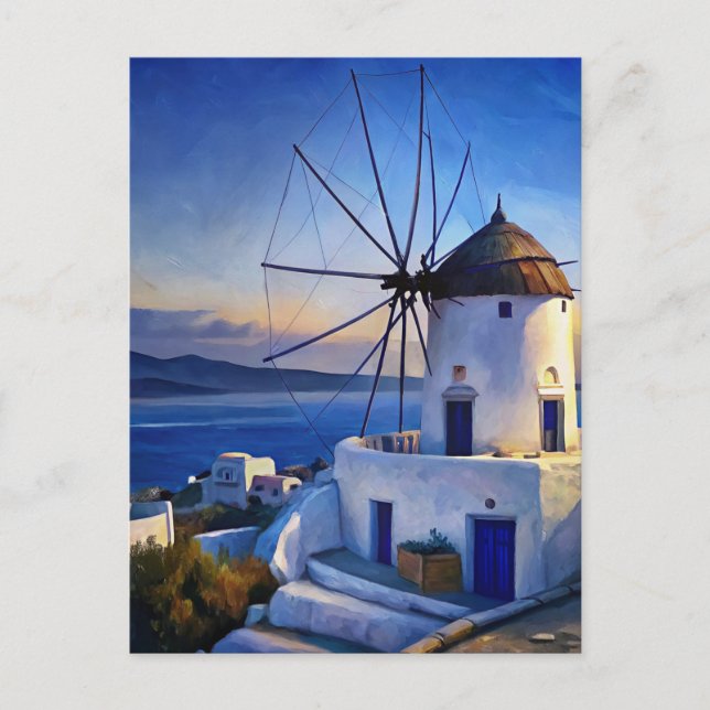 Carte Postale Mykonos, Moulin à vin de Grèce (Devant)