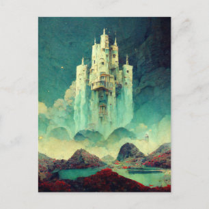 Carte Postale Mystérieux Château Imaginaire Art