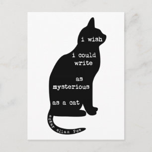 Carte Postale Mystérieux comme un chat Edgar Allan Poe Citation