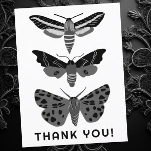 Carte Postale Mystical Magical Moths MERCI noir et blanc