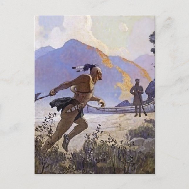 Carte Postale N C Wyeth Peinture occidentale "The Tomahawk" (Devant)
