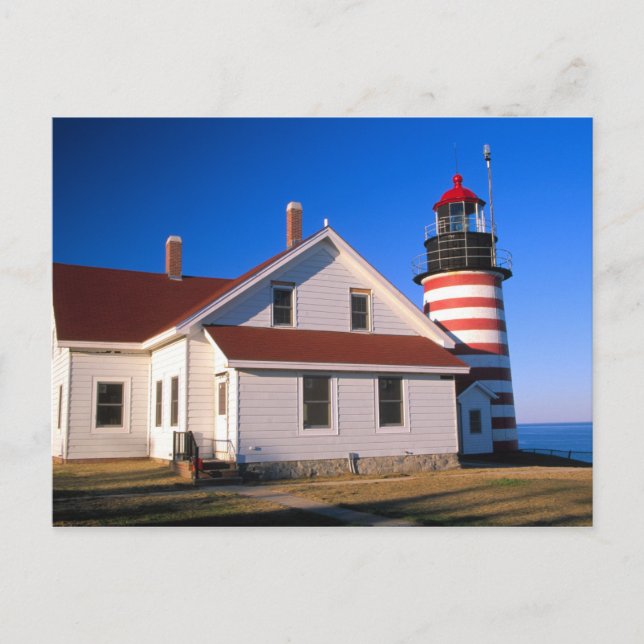 Carte Postale NA, USA, Maine. Phare de West Quoddy près de (Devant)