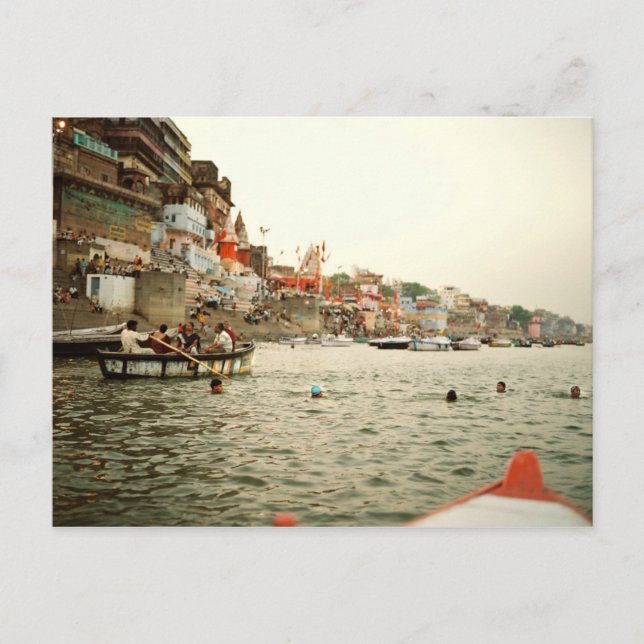 Carte postale Nage dans le Gange, Varanasi Inde (Devant)