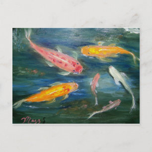 Carte Postale Nage Koi Fish Art
