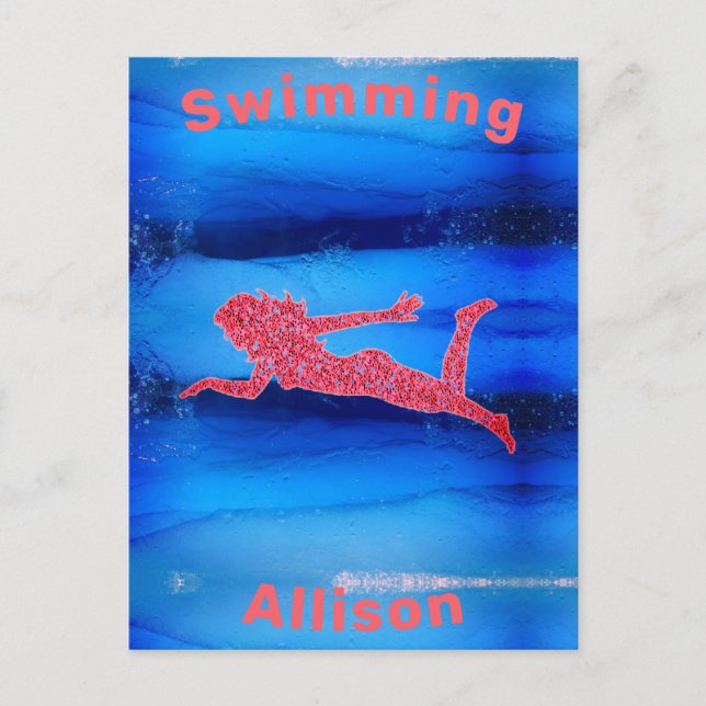 Carte Postale Nager Sous L'Eau Filles (Devant)