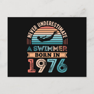 Carte Postale Nageur né en 1976 Cadeau de natation pour 50e anni