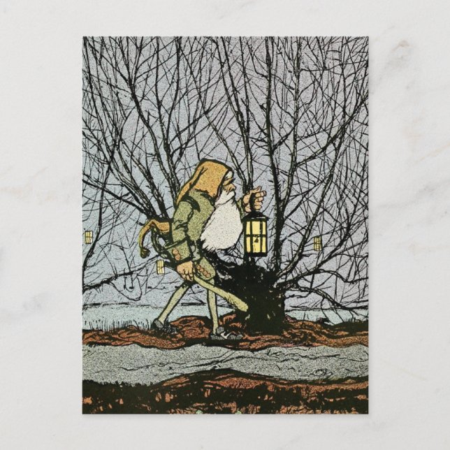 Carte Postale Nain avec une lanterne (Devant)