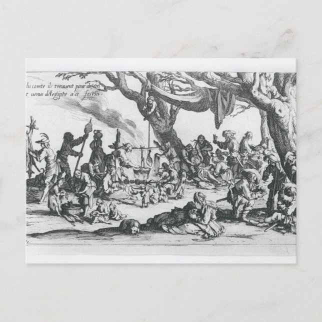 Carte Postale Naissance dans un camp de Tsiganes (Devant)