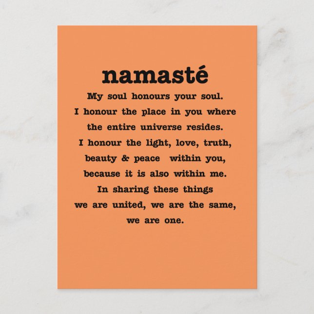 Carte Postale Namaste, collection (Devant)